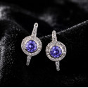Trendy CZ Purple Loop Earrings 