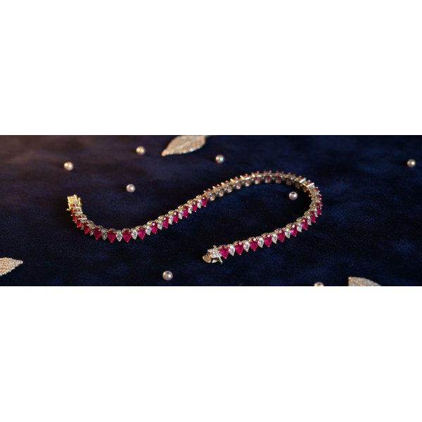 Ruby Teardrop CZ Bracelet