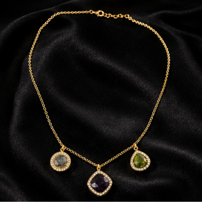 Trio Halo Pendant Necklace