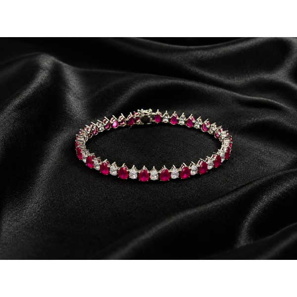 Ruby Teardrop CZ Bracelet