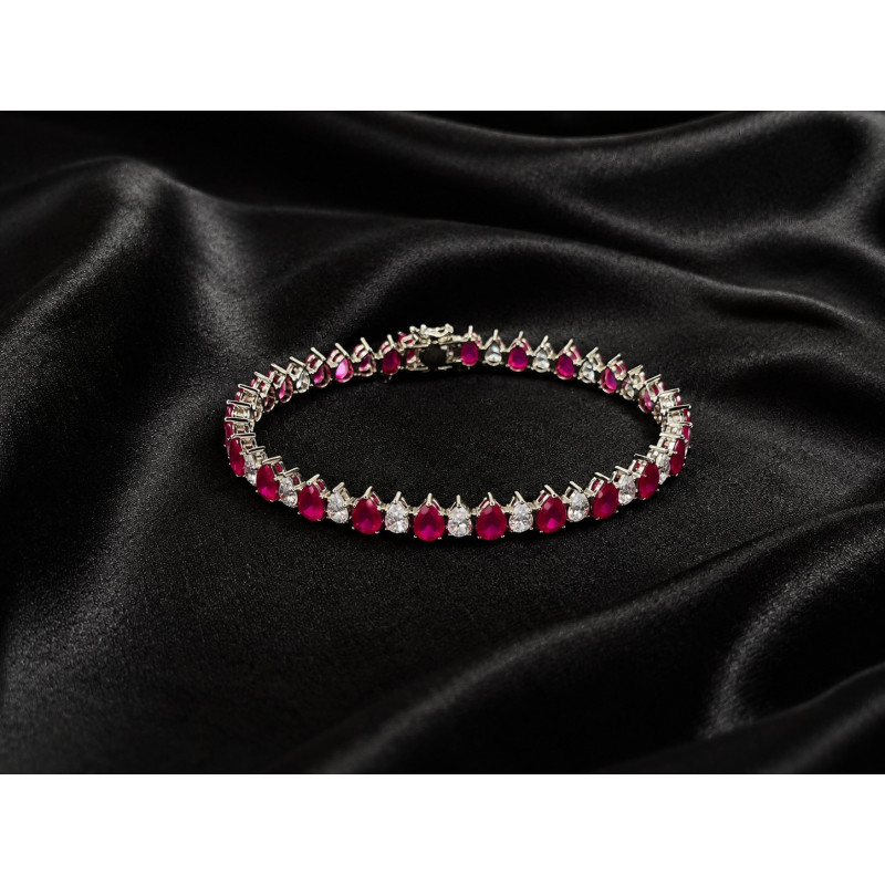 Ruby Teardrop CZ Bracelet