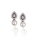 Sterling Silver Swiss CZs Pearl Earrings