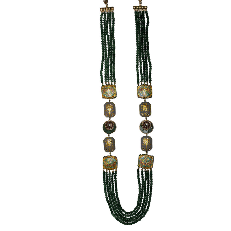 Green Bead long Moti Maala Necklace